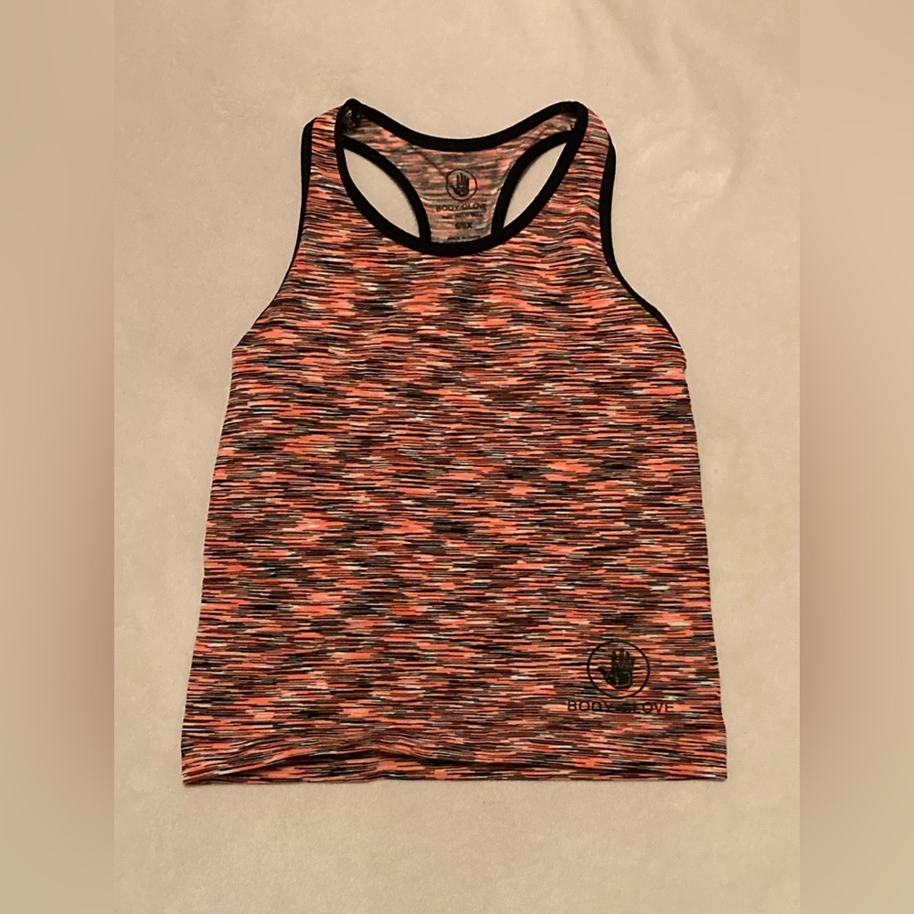 Girls striped pink, black, and white Body Glove tank top size 6/6X